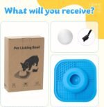 Slow Feeder Dog Bowls & Lick Mat for Liquid and Thick Treat, Anti-Slip Dog Lick Bowl with Interactive Rolling Ball, 5/6 Cup Pup Licking Toy for Large Medium Small Dogs and Cats Blue - Image 8