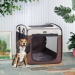 DONORO Dog Kennels and Crates for Medium Dogs, Portable Pop Up Indoor Pet Cage with Sturdy Wire Frame, Collapsible Travel Crate Soft Sided Cat Bag Escape Proof (Brown, 28.0" L x 18.0" W x 22.0" H) - Image 4