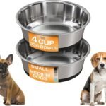 Neater Pet Brands Stainless Steel Dog Bowls with Non-Slip Rubber Bottom – Set of 2, 4 Cup (32 oz), Black – Heavy Duty Metal Dog Bowl, Dishwasher Safe, Food or Water Bowl, Ideal for Medium Dogs