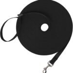 Hi Kiss Dog/Puppy Obedience Recall Training Agility Lead – 15ft 20ft 30ft 50ft 100ft Training Leash – Great for Play, Camping, or Backyard – Black 20ft