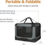 Amazon Basics Portable Folding Soft Dog Crate, 4-Doors, Collapsible Travel Kennel for Cat, Dog, and Small Animals, Quick Setup, Small 26" x 18" x 18", Grey - Image 4
