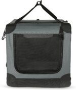 Amazon Basics Portable Folding Soft Dog Crate, 4-Doors, Collapsible Travel Kennel for Cat, Dog, and Small Animals, Quick Setup, Small 26" x 18" x 18", Grey - Image 5