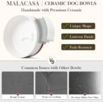 MALACASA Ceramic Dog Bowls Small Size Dog with Wood Stand, 1.5-Cup Ceramic Puppy Bowls for Cats & Small Dogs, Dual Food and Water Bowls with Weighted Non-Slip Base, Glaze Matte,14 Oz - Image 6