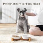 MALACASA Ceramic Dog Bowls Small Size Dog with Wood Stand, 1.5-Cup Ceramic Puppy Bowls for Cats & Small Dogs, Dual Food and Water Bowls with Weighted Non-Slip Base, Glaze Matte,14 Oz - Image 9