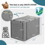 PETSFIT Dog Crate Cover,42 Inch Kennel Cover for Wire Dog Crate, Double Doors, Mesh Window, Flap On The Top and Back is Detachable, Dog Cage Cover Grey - Image 3
