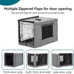PETSFIT Dog Crate Cover,42 Inch Kennel Cover for Wire Dog Crate, Double Doors, Mesh Window, Flap On The Top and Back is Detachable, Dog Cage Cover Grey - Image 5