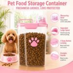 5-7Lbs Airtight Dog Cat Food Storage Container with cleaning brush,Measuring Cup,4 Snap Seals,Portable Pet Food Containers with Upgraded Large Nozzle for Dogs,Cats,Birds,Small Animals(Large-Pink) - Image 3