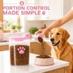 5-7Lbs Airtight Dog Cat Food Storage Container with cleaning brush,Measuring Cup,4 Snap Seals,Portable Pet Food Containers with Upgraded Large Nozzle for Dogs,Cats,Birds,Small Animals(Large-Pink) - Image 4