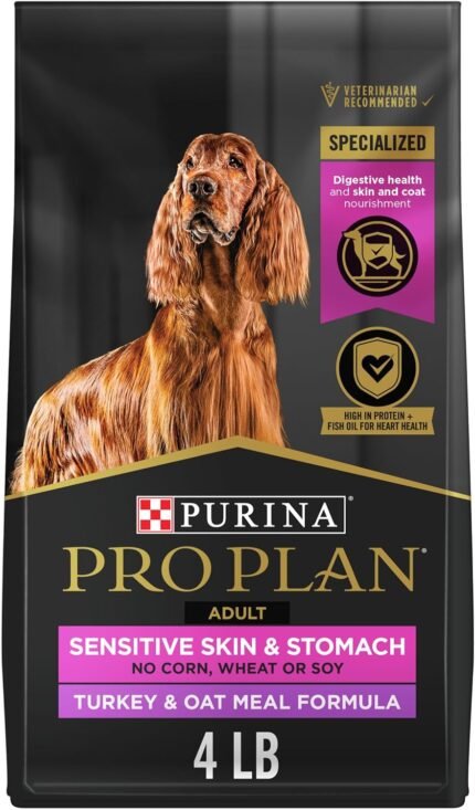 Purina Pro Plan Sensitive Skin & Stomach Dry Dog Food, Turkey, 4 lb Bag