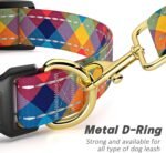 Reflective Adjustable Dog Collar for Medium Dogs, Colorful Tartan,M - Image 5