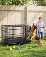 Powools 42 Inch Heavy-Duty Dog Crate Indestructible with Double Door - Image 8