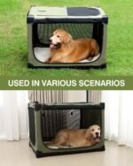 24 x 17 x 17 Inch Collapsible Soft Dog Crate for Dogs Up to 30 lbs, Portable Travel Pet Kennel with 4 Zip Doors, Foldable Indoor Outdoor Crate with Mat, Carry Bag, Green - Image 7