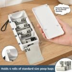 Dog Poop Bag Dispenser Wall Mount with Magnetic Lid, Quick Pull & Easy Access, White Dog Poop Bag Holder for Outdoor Yard, Includes 4 Rolls (60 Bags) - Image 4