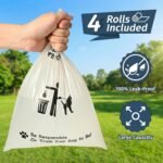 Dog Poop Bag Dispenser Wall Mount with Magnetic Lid, Quick Pull & Easy Access, White Dog Poop Bag Holder for Outdoor Yard, Includes 4 Rolls (60 Bags) - Image 7
