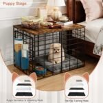24 Inch Small Dog Crate Furniture - All-Season Indoor Dog Kennel with Wooden Top & Thickened Metal Wire, Cage for Small Dogs & Puppies Under 20 lbs. Fits Living Room, Bedroom, Hallway. - Image 4