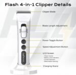 Kenchii Flash Cordless Dog Grooming Clipper, 4-in-1 Blade, Black - Image 2