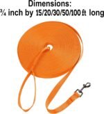 Hi Kiss Dog/Puppy Obedience Recall Training Agility Lead - 15ft 20ft 30ft 50ft 100ft Leash - Great for Play, Camping, or Backyard - Orange - Image 4