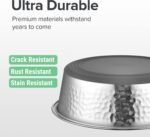 URBUDDIES 2 Pack Hammered Stainless Steel Dog Bowls, 4 Cup, Gray Bottom - Image 3