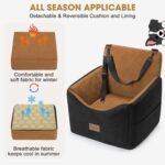 JOEJOY Dog Car Seats for Small Medium Dogs Under 35lbs, Dog Booster Seat with Detachable Washable Cover and Cushion, Memory Foam Pet Car Seat with Safety Belt and Storage Pockets (Brown) - Image 3