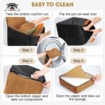 JOEJOY Dog Car Seats for Small Medium Dogs Under 35lbs, Dog Booster Seat with Detachable Washable Cover and Cushion, Memory Foam Pet Car Seat with Safety Belt and Storage Pockets (Brown) - Image 8