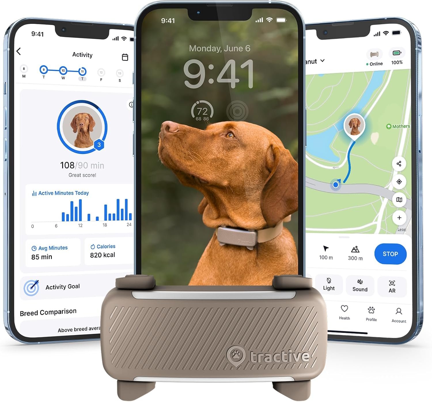 Tractive Smart Dog GPS Tracker | Live Pet Tracker with Virtual Fence | Vital Signs Monitoring of Heart & Respiratory Rate | Bark Monitoring | Dog Collar Attachment (Brown) Tractive Smart Dog GPS Tracker | Live Pet Tracker with Virtual Fence | Vital Signs Monitoring of Heart & Respiratory Rate | Bark Monitoring | Dog Collar Attachment (Brown)