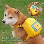 Dog Backpack Harness with Leash,Cute Pet Puppy Backpacks Bulid-in Dog Poop Bag Dispenser,Adjustable Pets Self Carrier Bag for Small Medium Dogs Travel Hiking Daily Walking(M, Yellow) - Image 4