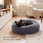 Small Calming Dogs Bed for Small Dogs Anti-Anxiety Machine Washable Fluffy Luxury Anti-Slip Waterproof Mute Base Warming Cozy Soft Pet Puppy Round Bed - Image 8