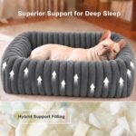 FURTIME Dog Bed Medium Size Dog, Washable Orthopedic Pet Bed with Removable Cover, Rectangle Soft Calming Sleeping Puppy Bed Durable Pet Cuddler with Anti-Slip Bottom, Beige, M Plus (30"x24"x8") - Image 4