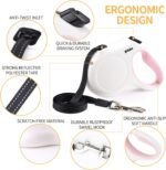 Fida Retractable Dog Leash with Dispenser and Poop Bags, 16ft, White & Pink - Image 3