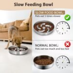 Slow Feeder Dog Bowl, 2 Cups Stainless Steel Heavy Duty Bowl Non-Slip Base - Image 4