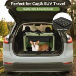 PETSFIT 36" Soft Portable Dog Crate – Patented Spiral Sturdy Frame, Collapsible Travel Kennel for Medium & Large Dogs, 3 Mesh Door, Lockable Zippers, Indoor & Car Use Green - Image 6
