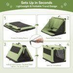 PETSFIT 36" Soft Portable Dog Crate – Patented Spiral Sturdy Frame, Collapsible Travel Kennel for Medium & Large Dogs, 3 Mesh Door, Lockable Zippers, Indoor & Car Use Green - Image 7