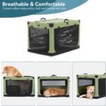 PETSFIT 36" Soft Portable Dog Crate – Patented Spiral Sturdy Frame, Collapsible Travel Kennel for Medium & Large Dogs, 3 Mesh Door, Lockable Zippers, Indoor & Car Use Green - Image 9