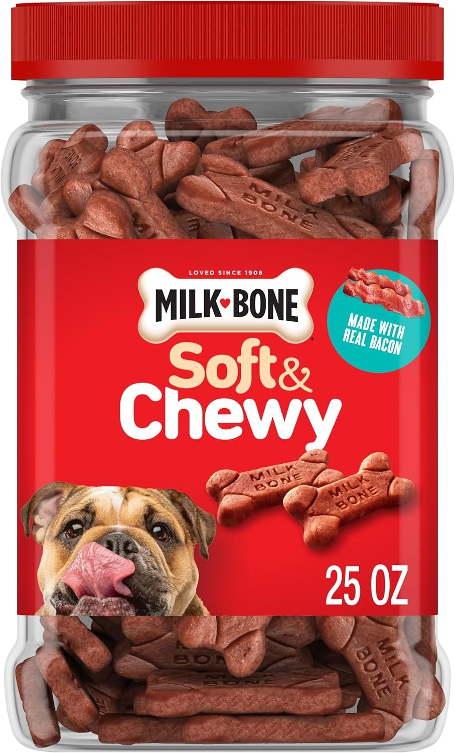 Milk-Bone Soft & Chewy Dog Treats, Made with Real Bacon, 25 Ounce Canister Milk-Bone Soft & Chewy Dog Treats, Made with Real Bacon, 25 Ounce Canister