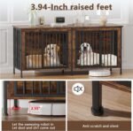 EasyCom 78.74" Dog Crate Furniture for 1 or 2 Dogs, Brown (DC102) - Image 3
