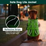 Kuoser Dog Life Jacket, High Flotation Reflective Dog Life Vest, Green, XS - Image 4