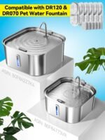 Large Dog Water Fountain 14L/3.7Gal, Stainless Steel Pet Fountain for Large Dogs and Multi-Pets, with Window & Extra Wide Drinking Area, Square Design Enlarges Capacity & Saves Space (Filters) - Image 3
