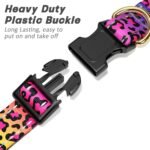 Reflective Adjustable Dog Collar for Medium Dogs, Leopard Neon, M - Image 4