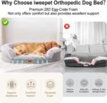 iweepet Fluffy Calming Orthopedic Dog Beds for Medium & Large Dogs, Supportive Dog Sofa Bed with 3.7 inch 28D Egg-Crate Foam, Removable Washable Plush Cover, Waterproof Lining, 41'',Grey - Image 3