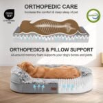 iweepet Fluffy Calming Orthopedic Dog Beds for Medium & Large Dogs, Supportive Dog Sofa Bed with 3.7 inch 28D Egg-Crate Foam, Removable Washable Plush Cover, Waterproof Lining, 41'',Grey - Image 6