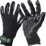 H HANDSON Pet Grooming Gloves – Patented #1 Ranked, Award Winning Shedding, Bathing, & Hair Remover Gloves – Gentle Brush for Cats, Dogs, and Horses (Black, Large)