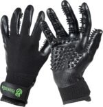 H HANDSON Pet Grooming Gloves - Patented #1 Ranked, Award Winning Shedding, Bathing, & Hair Remover Gloves - Gentle Brush for Cats, Dogs, and Horses (Black, Large)