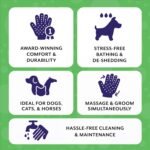 H HANDSON Pet Grooming Gloves - Patented #1 Ranked, Award Winning Shedding, Bathing, & Hair Remover Gloves - Gentle Brush for Cats, Dogs, and Horses (Black, Large) - Image 6