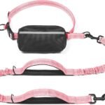 iYoShop Hands Free Dog Leash with Zipper Pouch, Large, 25-120 LB, Baby Pink