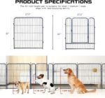 Dog Playpen,32/40/45 Inch Height in Heavy Duty, Folding Indoor Outdoor Anti-Rust Dog Exercise Fence, Portable Pet Playpen with Door for Large Medium Small Dogs and Pet (16 Panels, 32 Inch) Silver - Image 3