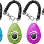 Pet Training Clicker with Wrist Strap – Dog Training Clickers for Puppy, Cat, Potty, Bird, Horse, Pet, Trainer Training Tools, Behavior Aids (Lake Blue + Light Green + Purple + Pink)