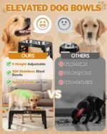 Jovrun Elevated Dog Bowls for Medium Large Size Dogs, Non-Slip Dog Feeder with 2 Stainless Steel Dishes, 5 Heights Adjustable Raised Bowls to 3.15″-8.66″-9.84″-11.02″-12.2″ - Image 3
