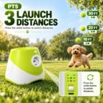 PT5 Automatic Dog Ball Launcher for Small Dogs, 6 × 2-Inch Mini Tennis Balls, Rechargeable Fetch Machine with 3 Launch Distances - Image 3