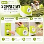 PT5 Automatic Dog Ball Launcher for Small Dogs, 6 × 2-Inch Mini Tennis Balls, Rechargeable Fetch Machine with 3 Launch Distances - Image 5