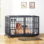 aboxoo 42" Heavy Duty Metal Dog Crate for 2 Dogs,Indoor Kennel with Divider - Image 6